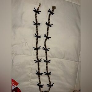 Coach Black & Gold Leather Chain Strap with Bows